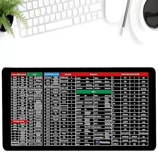 KRESHU Anti-Slip Keyboard Pad | Keyboard Shortcuts Printed S...