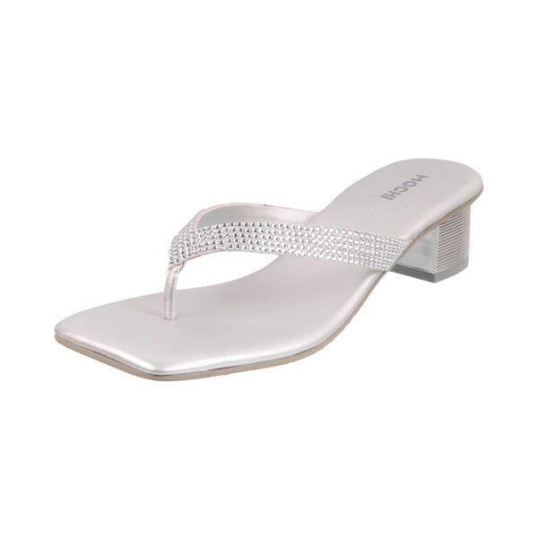 Mochi Women's Faux Leather Square Toe Block Heel Thong Fashi...