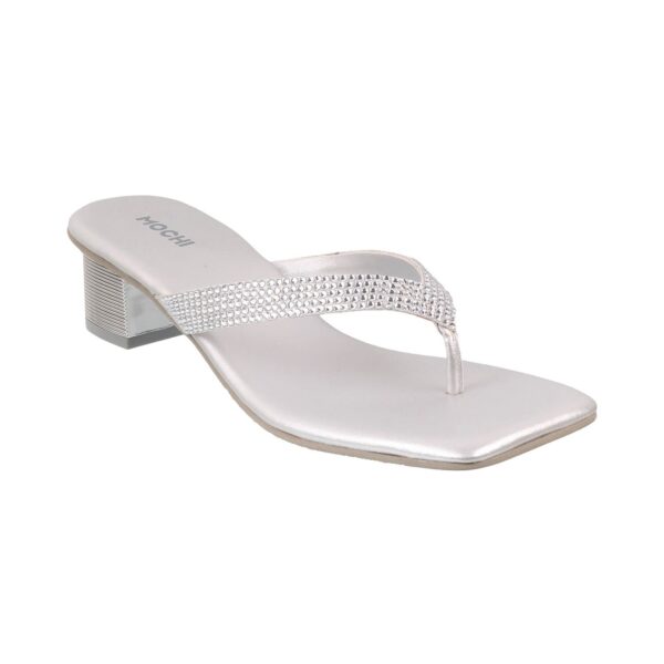 Mochi Women's Faux Leather Square Toe Block Heel Thong Fashi...