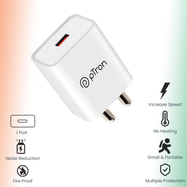 pTron Volta 12W Single Port USB Fast Charger, BIS Certified,...