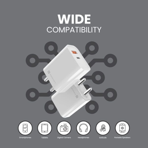 Portronics Adapto 45 22.5W Max Output USB & Type-C Dual Outp...