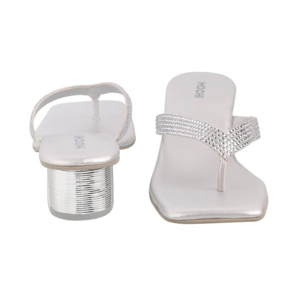 Mochi Women's Faux Leather Square Toe Block Heel Thong Fashi...