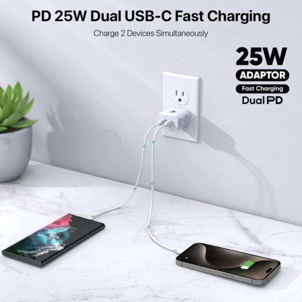 DR VAKU® 25W PD Dual Port Charger Type C Adapter for iPhone ...