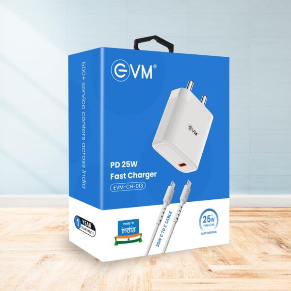 EVM 25W Mobile Charger - Type C Cable Included - Compact Cha...