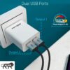 Portronics Adapto 66 2.4A 12w Dual USB Port 5V/2.4A Wall Cha...