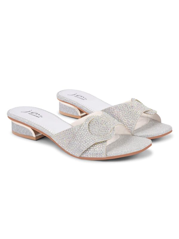 JM LOOKS Women's Rhinestone Embellished Block Heel Slip-On S...