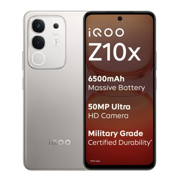 iQOO Z10x 5G (Titanium, 8GB RAM, 256GB Storage) | 6500 mAh L...
