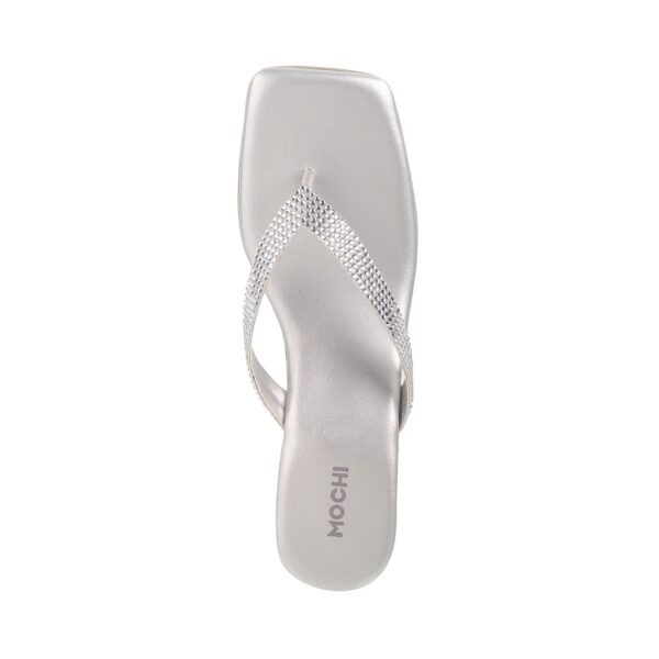 Mochi Women's Faux Leather Square Toe Block Heel Thong Fashi...