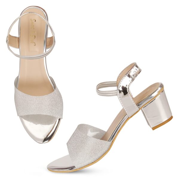 Smart & Sleek Women's Sequins Block Heels Fashion Sandals fo...