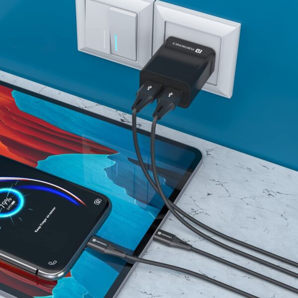 Portronics Adapto 66 2.4A 12w Dual USB Port 5V/2.4A Wall Cha...