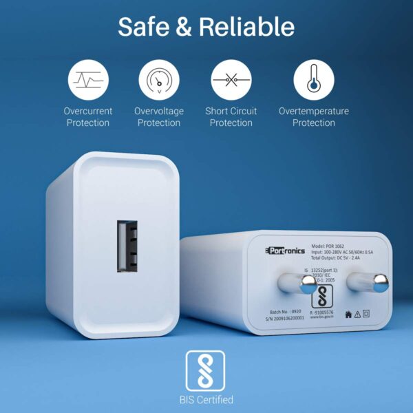Portronics Adapto 62 POR-1062 USB Wall Adapter with 2.4A Fas...