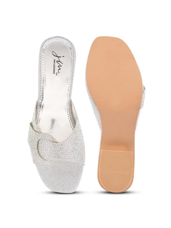 JM LOOKS Women's Rhinestone Embellished Block Heel Slip-On S...