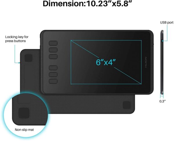 HUION Inspiroy H640P 6*4 inch Graphics Drawing Tablet with B...