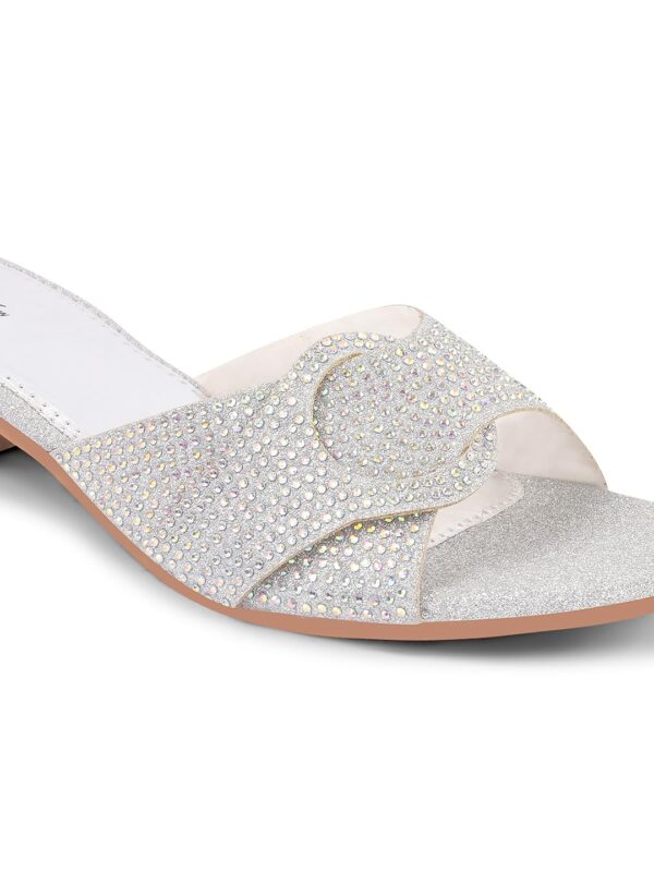 JM LOOKS Women's Rhinestone Embellished Block Heel Slip-On S...