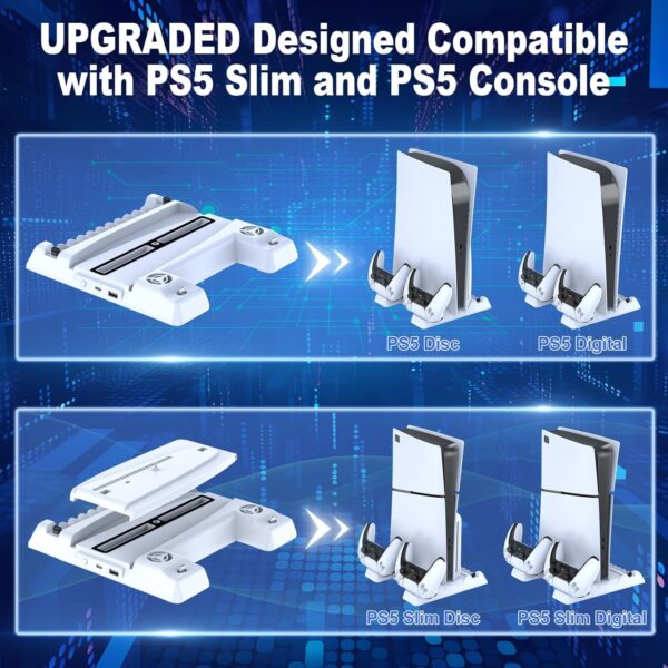 New World Cooling Stand for PS5 /PS5 Slim Console,Controller...