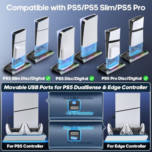 Kytok PS5 Stand and Cooling Station for PS5 Pro/ PS5 Slim /P...
