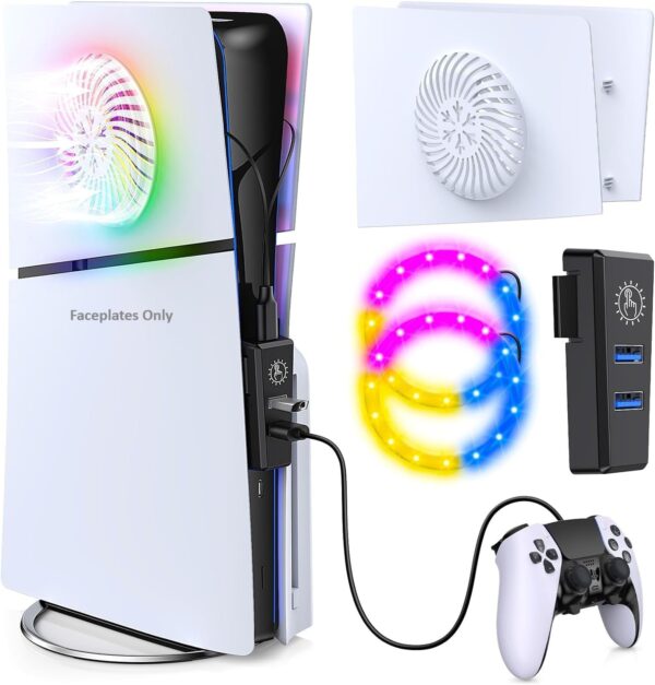 PSS Cover Plates for PS5 Slim Console with Led Light Strip, ...