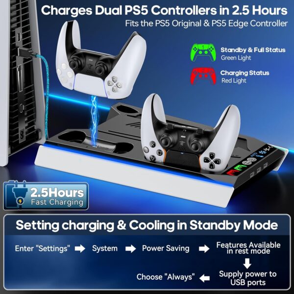 Kytok PS5 Stand and Cooling Station for PS5 Pro/ PS5 Slim /P...