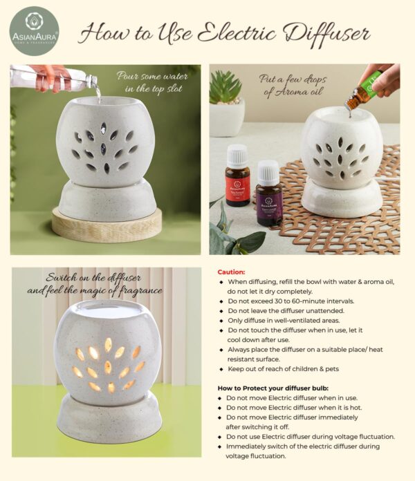 Asian Aura Handcrafted Ceramic Electric Round Shaped Aroma D...