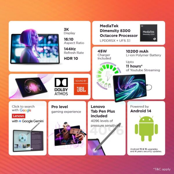 Lenovo {Smartchoice} Idea Tab Pro with Pen Plus|12.7" 3K Dis...