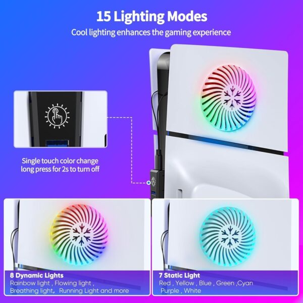 PSS Cover Plates for PS5 Slim Console with Led Light Strip, ...