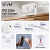 EVM 25W Mobile Charger - Type C Cable Included - Compact Cha...