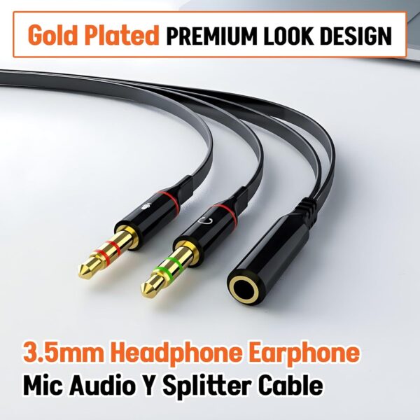 SWAPKART Gold Plated 3.5mm 2 Male to 1 Female Headphone Earp...