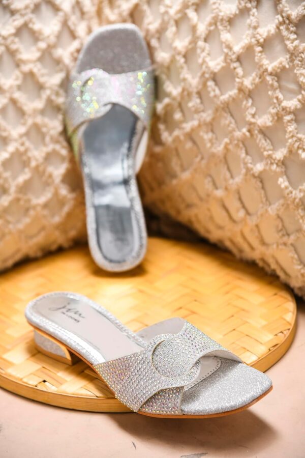 JM LOOKS Women's Rhinestone Embellished Block Heel Slip-On S...