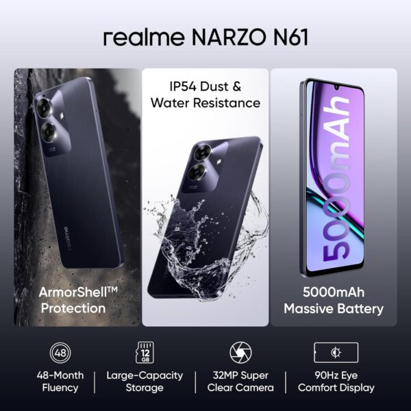 realme NARZO N61 (Marble Black, 4GB RAM+64GB Storage) 90Hz E...
