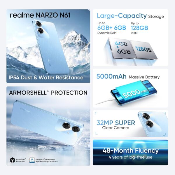 realme NARZO N61 (Voyage Blue,4GB RAM+64GB Storage) 90Hz Eye...