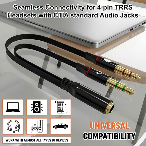 SWAPKART Gold Plated 3.5mm 2 Male to 1 Female Headphone Earp...