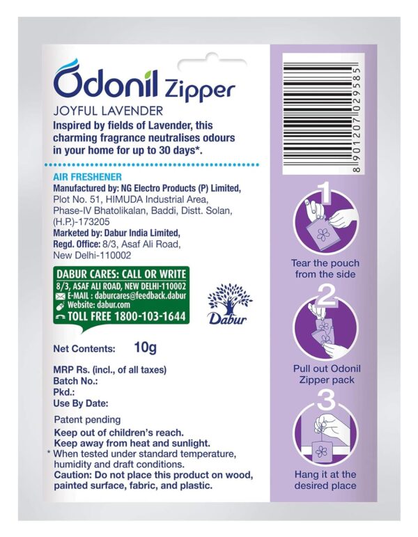 Odonil Bathroom Air Freshner Zipper (Joyful Lavender) - 10g ...