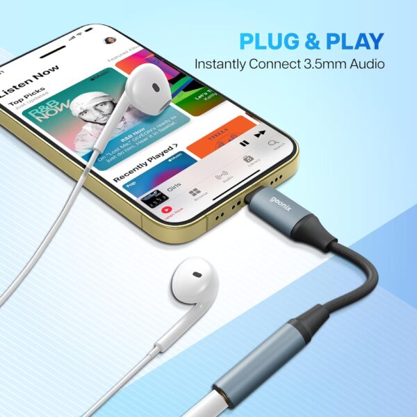 Geonix Befit AX8 Lightning to 3.5mm Female AUX Audio Convert...