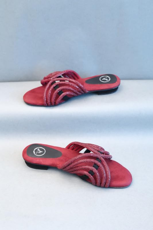 Sana. K Women's Open Toe Suede Ruby Red Open Toe Heel Sandal...
