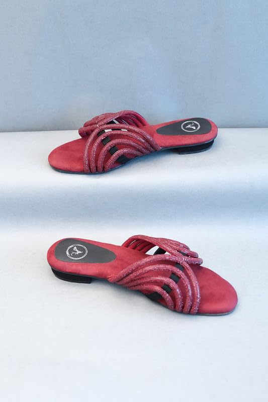 Sana. K Women's Open Toe Suede Ruby Red Open Toe Heel Sandal...