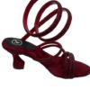 Sana. K Women's Open Toe Synthentic Red Diamond Swarovski St...