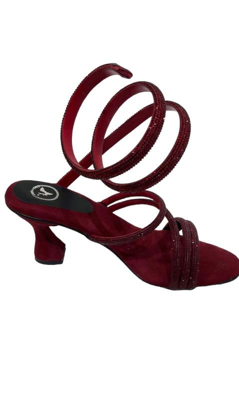 Sana. K Women's Open Toe Synthentic Red Diamond Swarovski St...