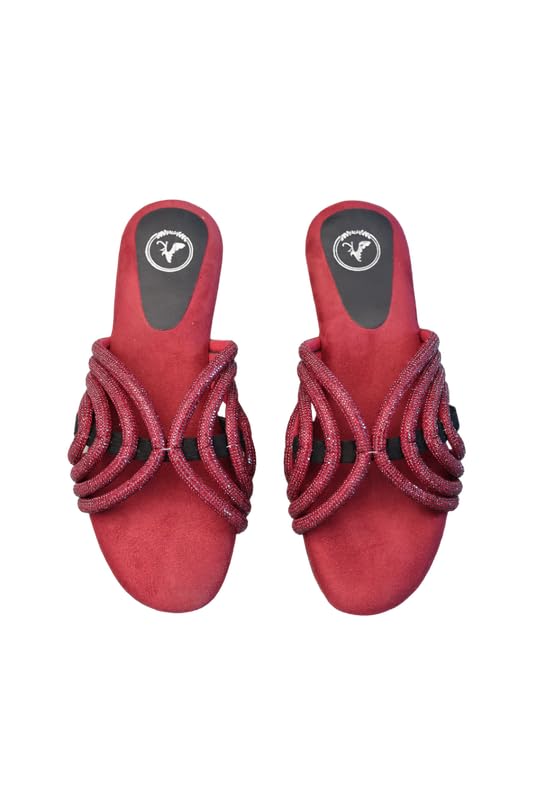 Sana. K Women's Open Toe Suede Ruby Red Open Toe Heel Sandal...