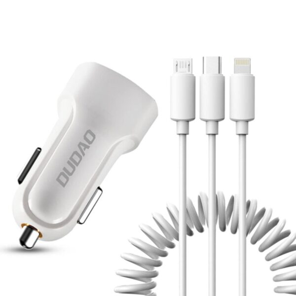 DUDAO R7 Quick Car Charger 3A with 3-in-1 Stretchable Cable ...