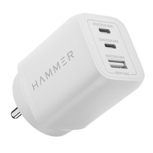 Hammer 65W GaN Fast Charger | Dual USB-C PD & PPS + USB-A | ...