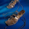 Sana. K Women's Open Toe Synthentic Silver Stringy Shoe Lace...