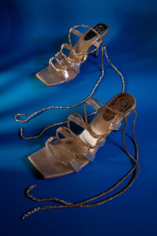 Sana. K Women's Open Toe Synthentic Silver Stringy Shoe Lace...