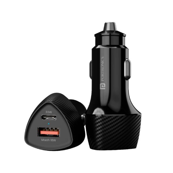 Portronics 51W Car Power 16 Fast Car Charger with Dual Outpu...