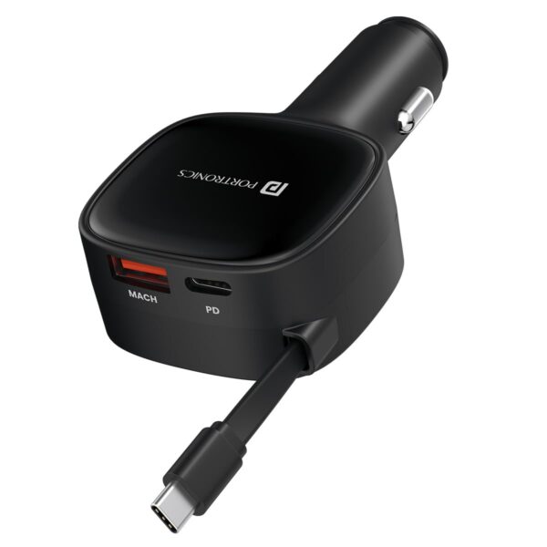 Portronics Car Power Retracto 84W 3 in 1 Car Charger, 80 cm ...