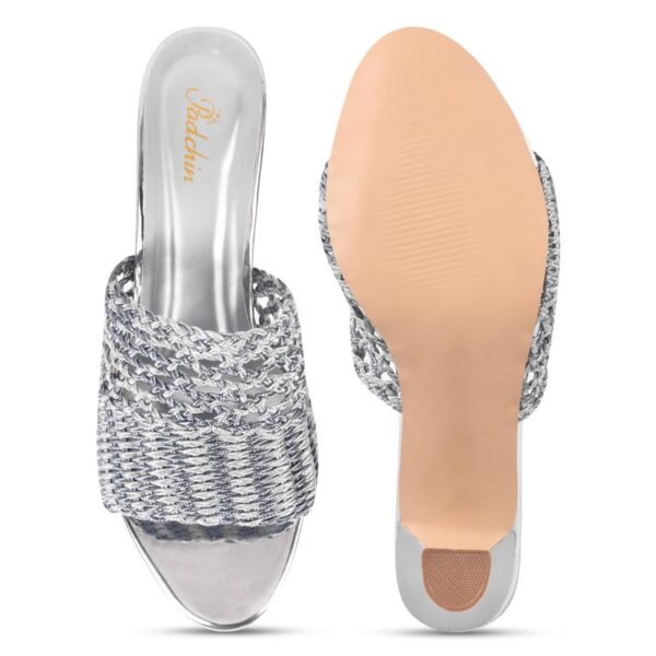 Padchin Womens Heels Knitted Round Toe Slim Heeled Mules for...