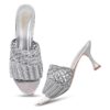 Padchin Womens Heels Knitted Round Toe Slim Heeled Mules for...