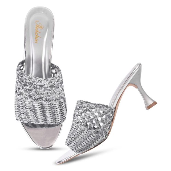Padchin Womens Heels Knitted Round Toe Slim Heeled Mules for...