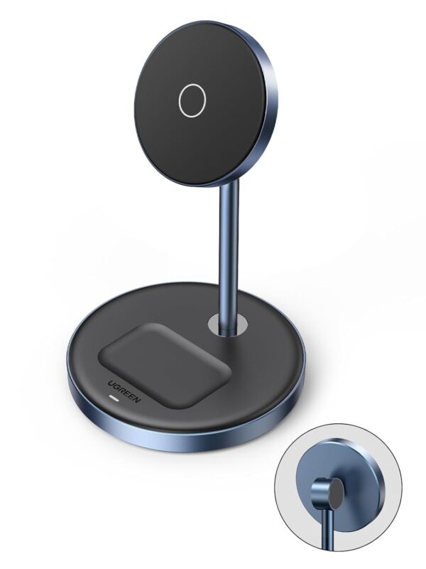 UGREEN MagFlow Wireless Charger, 2-in-1 Qi MagSafe Charging ...