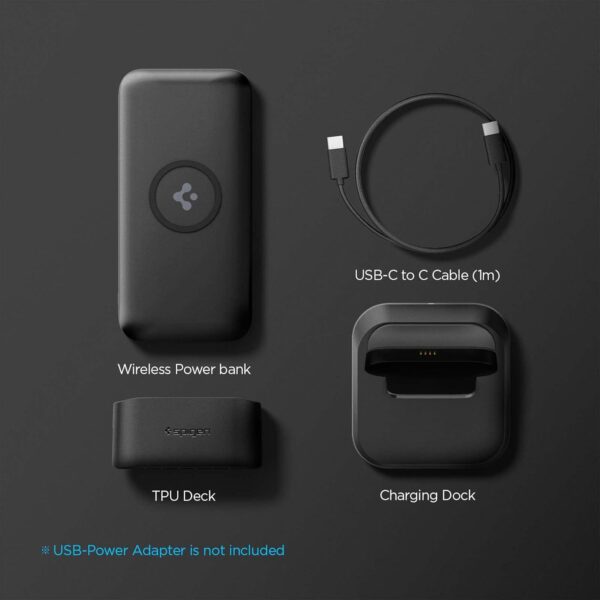 Spigen 3in1 10000mAh Wireless Charging Power Bank with USB-A...