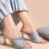 Padchin Womens Heels Knitted Round Toe Slim Heeled Mules for...